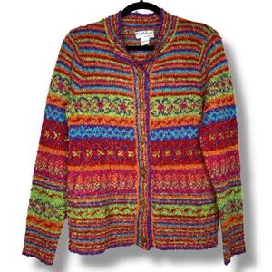 North Style Sweater Multicolor Striped Cardigan Rainbow Colorful Striped Medium